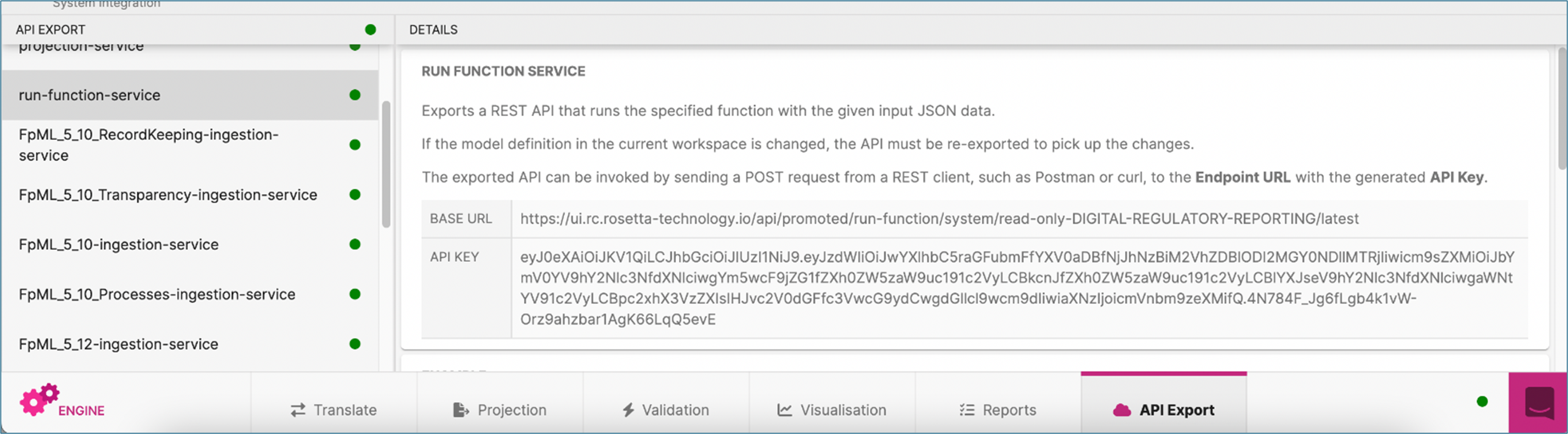 Postman API export custom function service